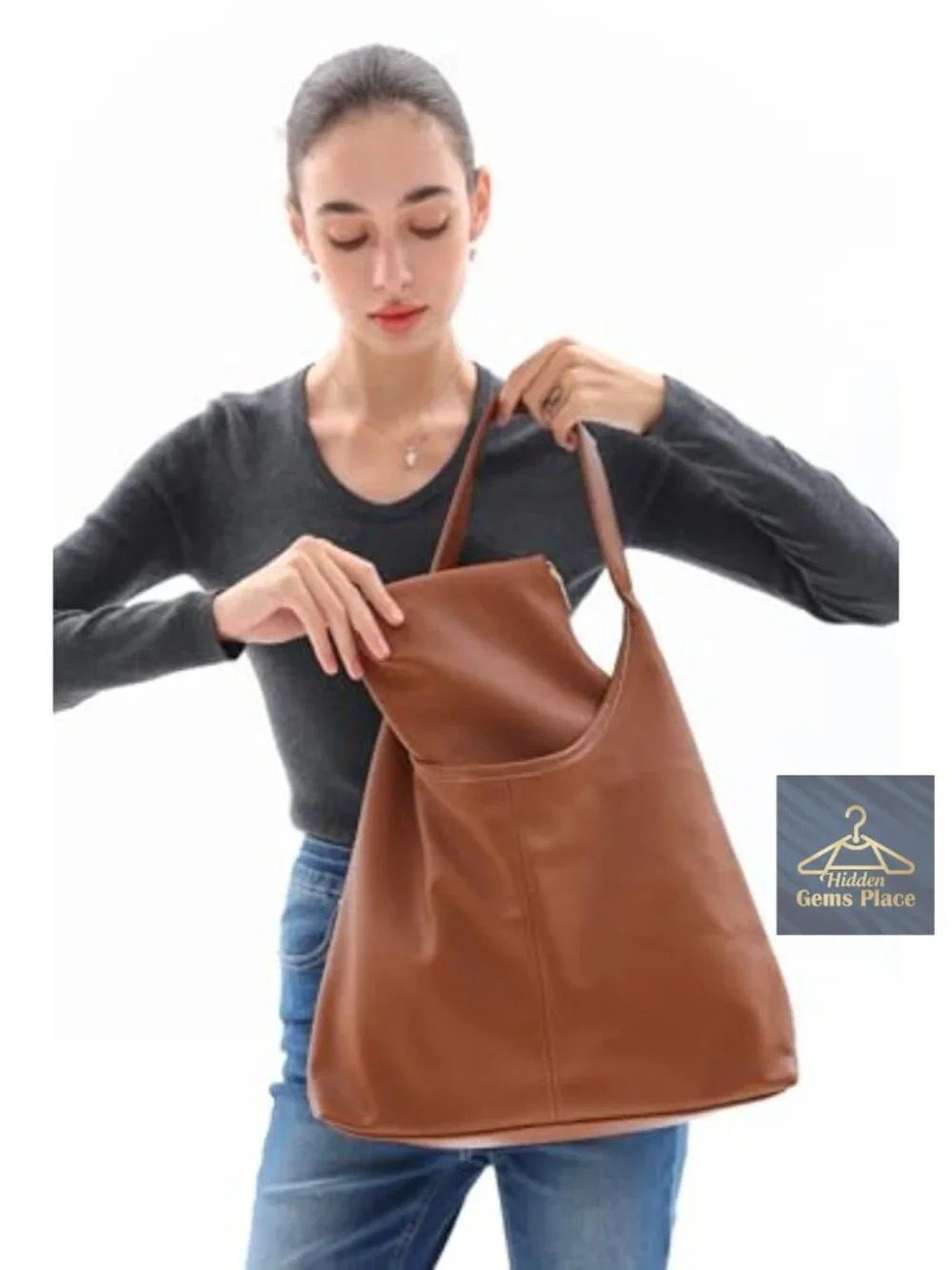 Faux Suede Hobo Bag Tote Handbag Shoulder Purse Slouchy